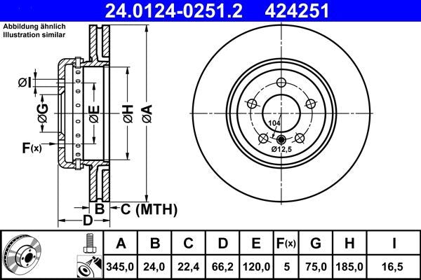ATE Disco de Frenos Trasero BMW 424251