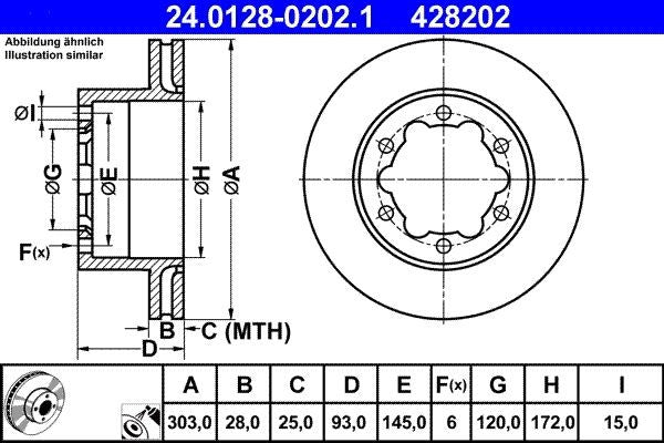 ATE Disco de Frenos Trasero Mercedes-Benz / VW 428202